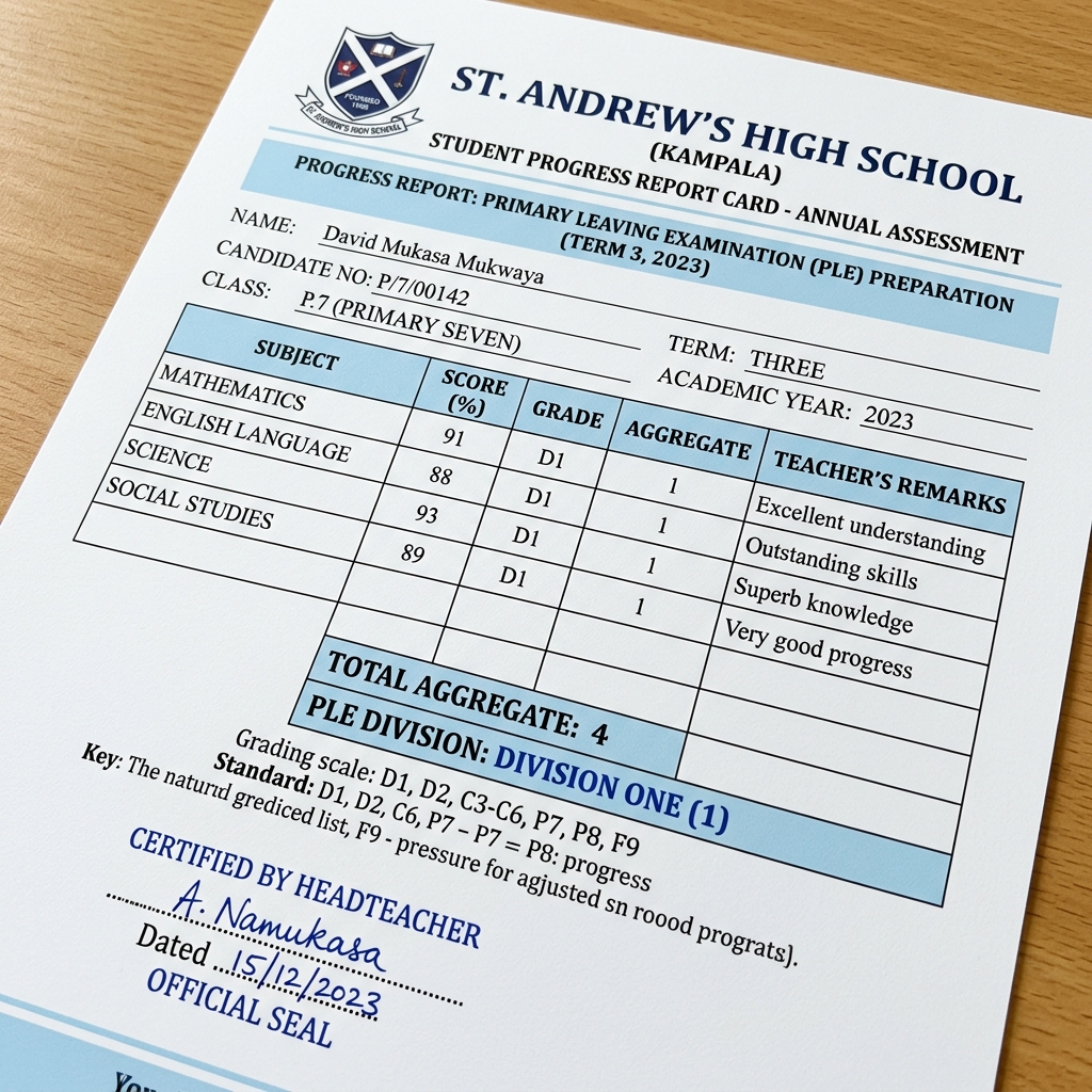 Academic Report Card Preview